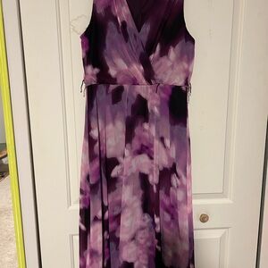 DKNY Purple Floral Midi Dress